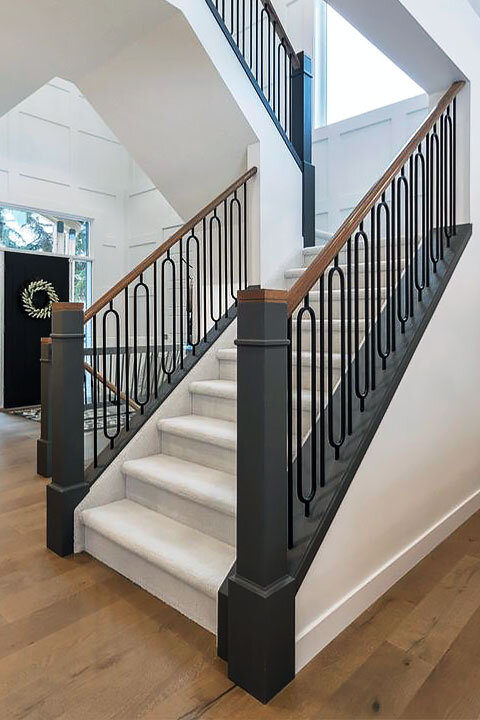 Metal Spindles on the Stairs | Floor Level Glass