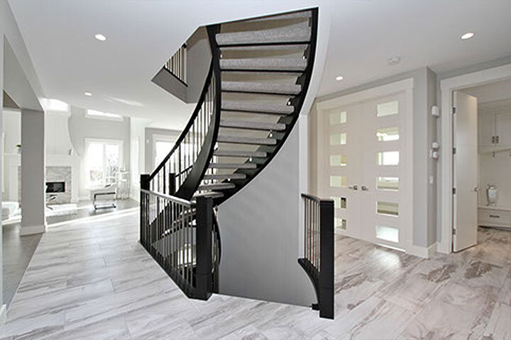 Open Riser Curved Staircase