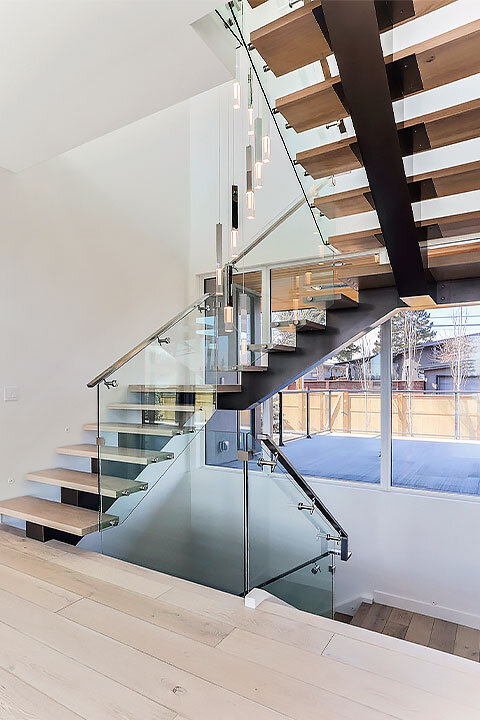 Ultra-Modern Freestanding Monostringer Stairs
