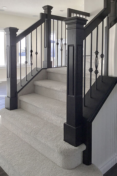 Classic Railing with Metal Spindles and Routered Newel Posts