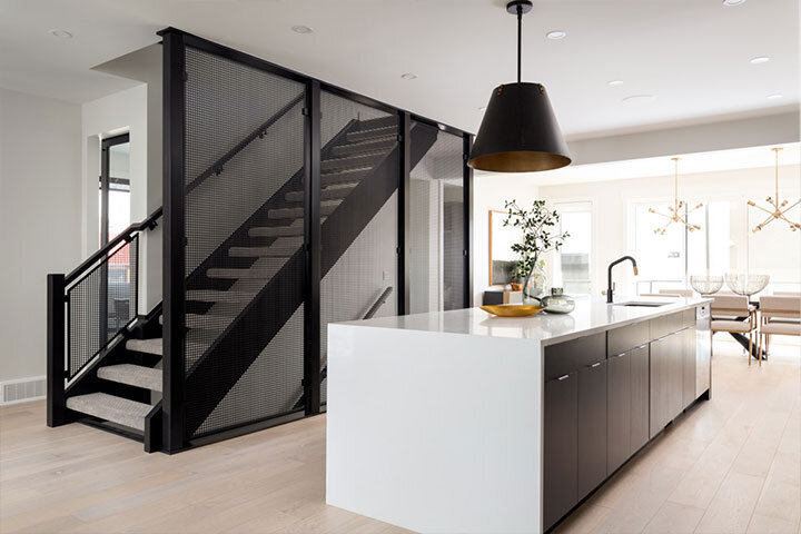 Black Mesh Panels | Modern Staircase