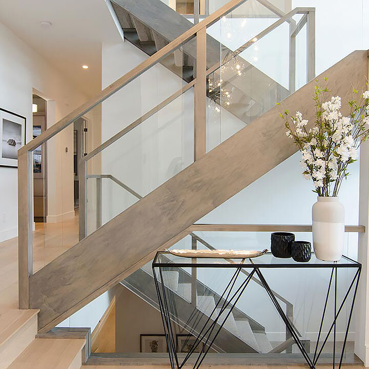 Distressed Wood Open Riser Stairs | Wood-Capped Glass - Artistic Stairs ...