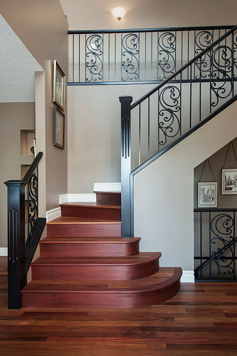 Metal Tuscan Panels | Flared Staircase