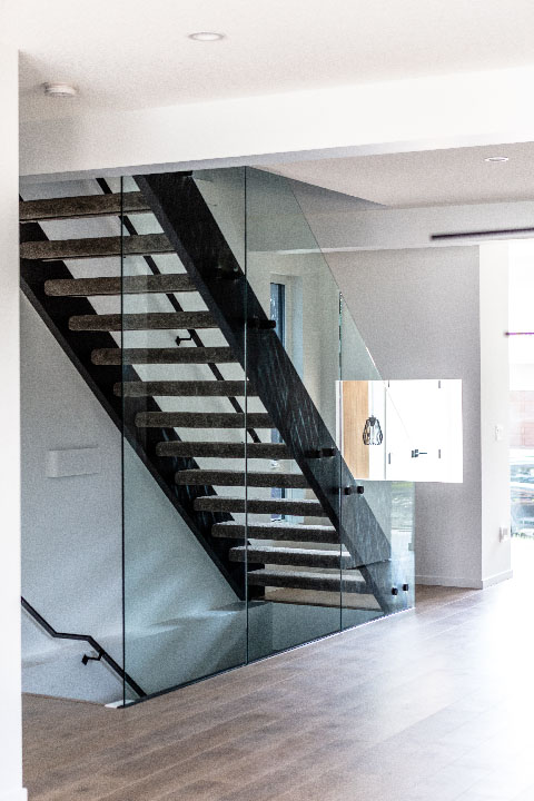 Open Riser Stairs With Carpet Treads